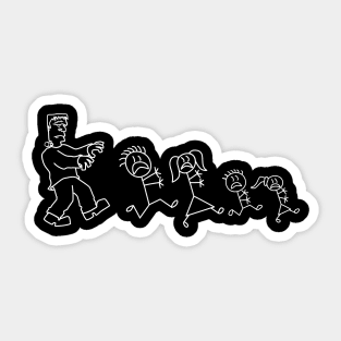 Frankenstein chases stick family Sticker